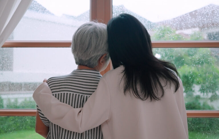 Daughter hugging her mother